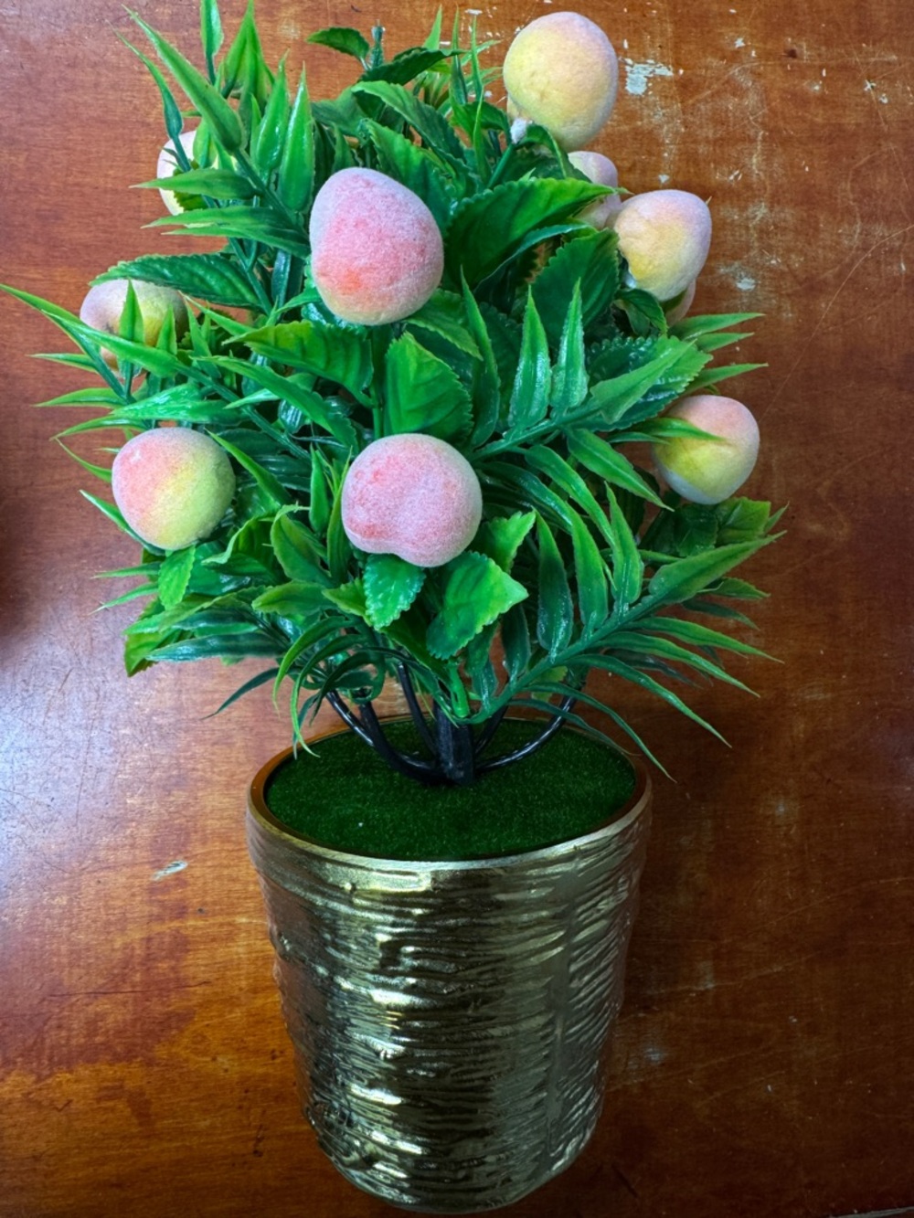 Peach Faux Topiary in Gold Planter - Home Accents